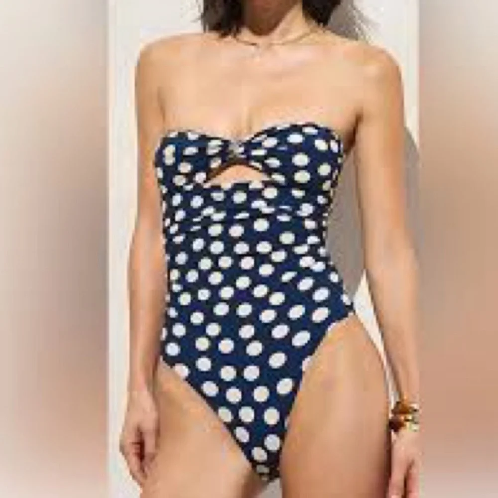 J. Crew Navy and Cream Polka Dot Women’s  Swimsuit One Piece. NWOT